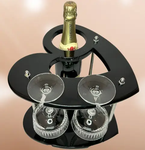 Heart-shaped Wine Bottle and Glass Stand
